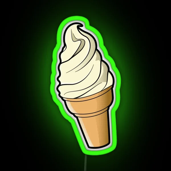 Vanilla Ice Cream Cone RGB Neon Sign