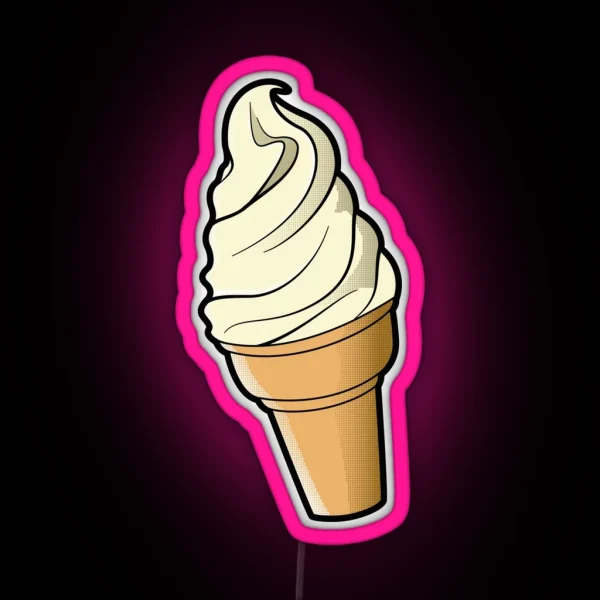 Vanilla Ice Cream Cone RGB Neon Sign