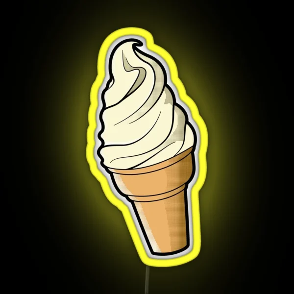 Vanilla Ice Cream Cone RGB Neon Sign
