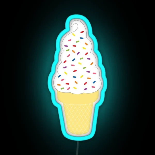 Vanilla Ice Cream Cone RGB Neon Sign