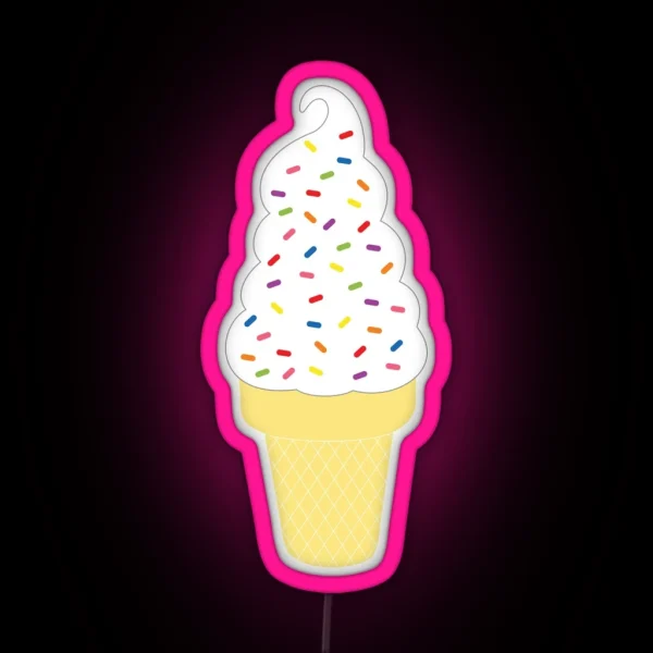 Vanilla Ice Cream Cone RGB Neon Sign