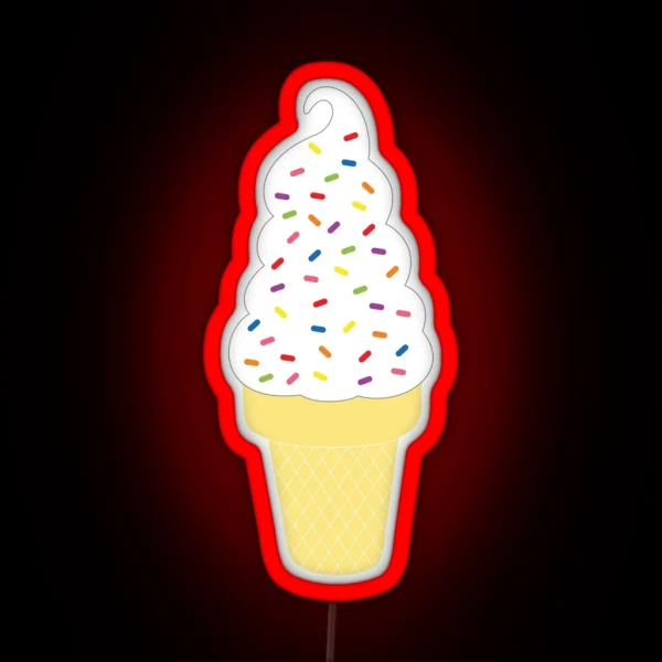Vanilla Ice Cream Cone RGB Neon Sign