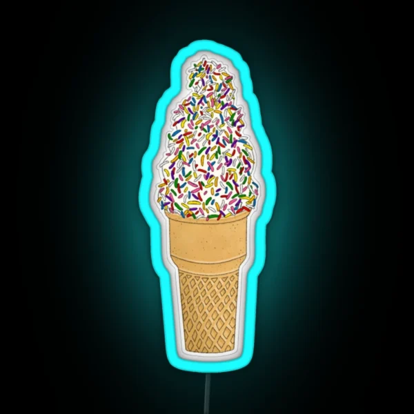 Vanilla Ice Cream Cone With Sprinkles RGB Neon Sign