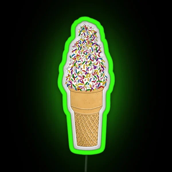 Vanilla Ice Cream Cone With Sprinkles RGB Neon Sign