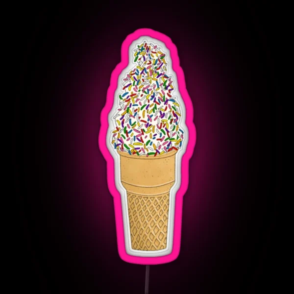 Vanilla Ice Cream Cone With Sprinkles RGB Neon Sign