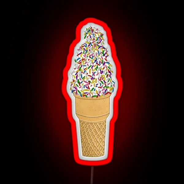 Vanilla Ice Cream Cone With Sprinkles RGB Neon Sign