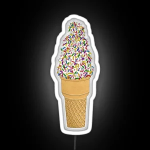 Vanilla Ice Cream Cone With Sprinkles RGB Neon Sign