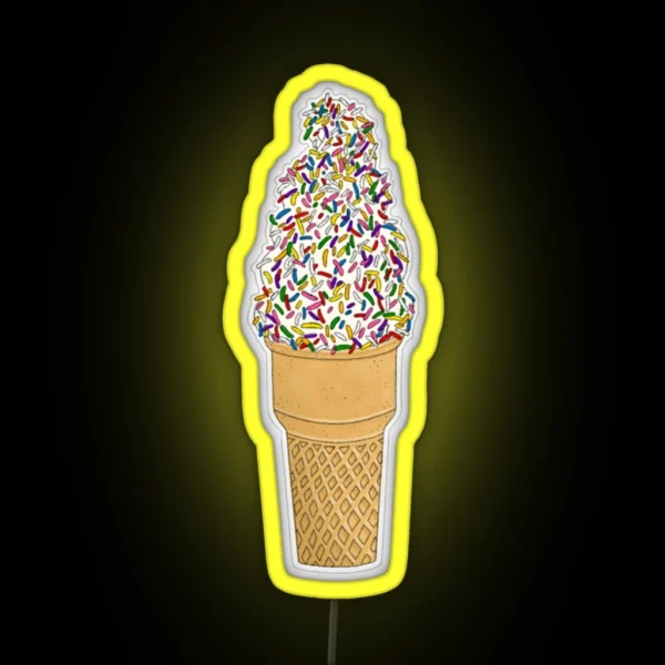 Vanilla Ice Cream Cone With Sprinkles RGB Neon Sign
