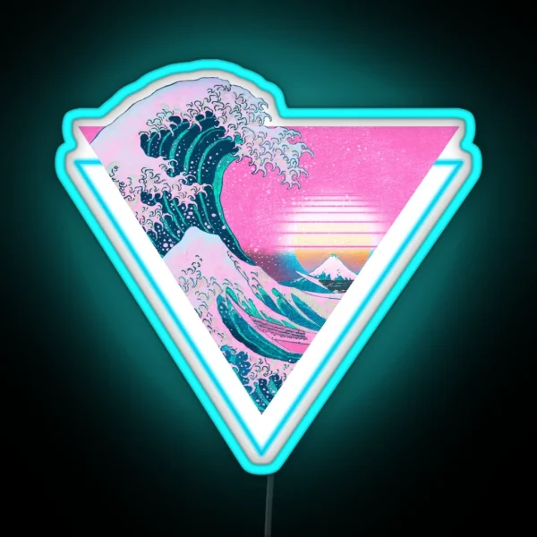 Vaporwave Aesthetic Great Wave Retro Triangle RGB Neon Sign