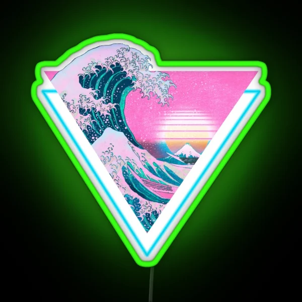 Vaporwave Aesthetic Great Wave Retro Triangle RGB Neon Sign
