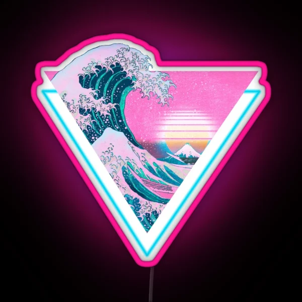 Vaporwave Aesthetic Great Wave Retro Triangle RGB Neon Sign