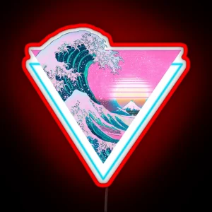 Vaporwave Aesthetic Great Wave Retro Triangle RGB Neon Sign