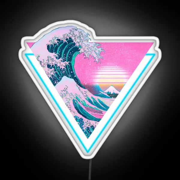 Vaporwave Aesthetic Great Wave Retro Triangle RGB Neon Sign