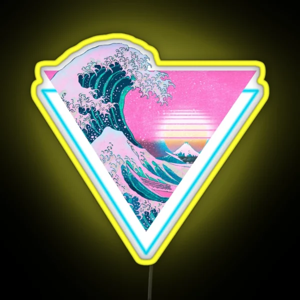 Vaporwave Aesthetic Great Wave Retro Triangle RGB Neon Sign