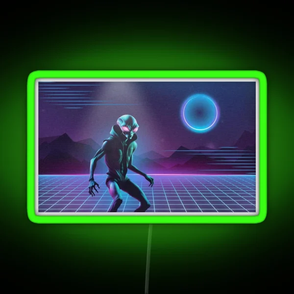 Vaporwave Alien Landing RGB Neon Sign