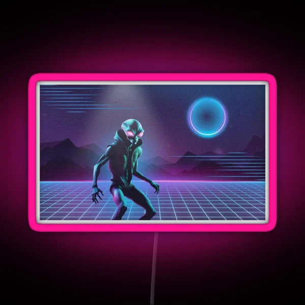 Vaporwave Alien Landing RGB Neon Sign