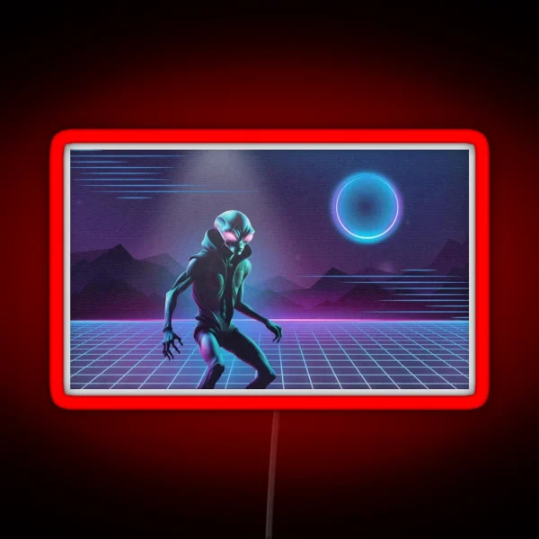 Vaporwave Alien Landing RGB Neon Sign