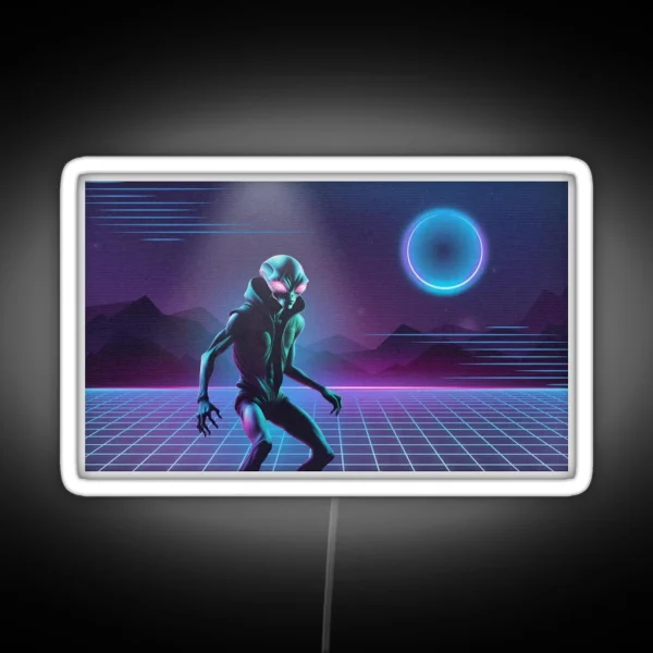 Vaporwave Alien Landing RGB Neon Sign