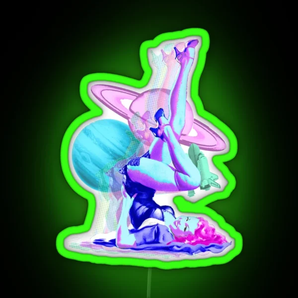 Vaporwave Pinup Space Girl RGB Neon Sign