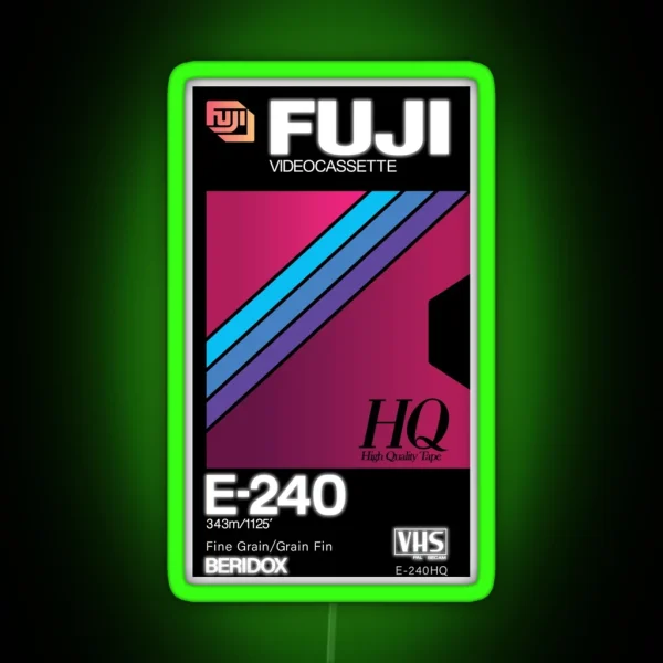 Vaporwave VHS Fuji E 240HQ RGB Neon Sign