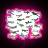 WWII Vintage Plane Collection RGB Neon Sign Canvas Display Artwork