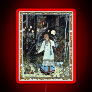 Vasilisa The Beautiful At The Hut Of Baba Yaga Ivan Bilibin RGB Neon Sign
