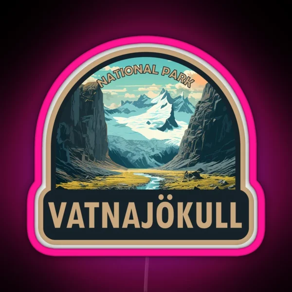 Vatnajokull National Park Iceland Travel Art RGB Neon Sign