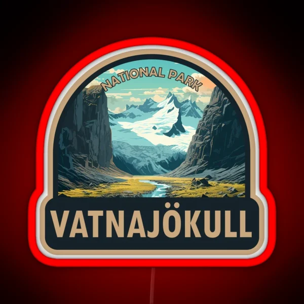 Vatnajokull National Park Iceland Travel Art RGB Neon Sign