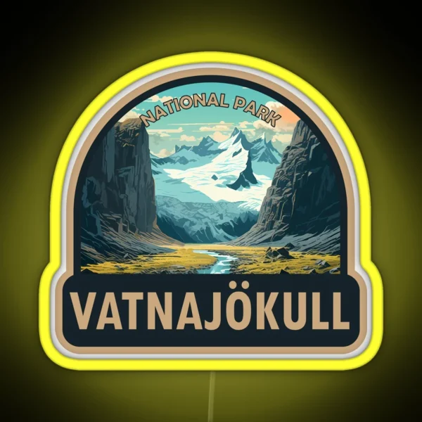 Vatnajokull National Park Iceland Travel Art RGB Neon Sign