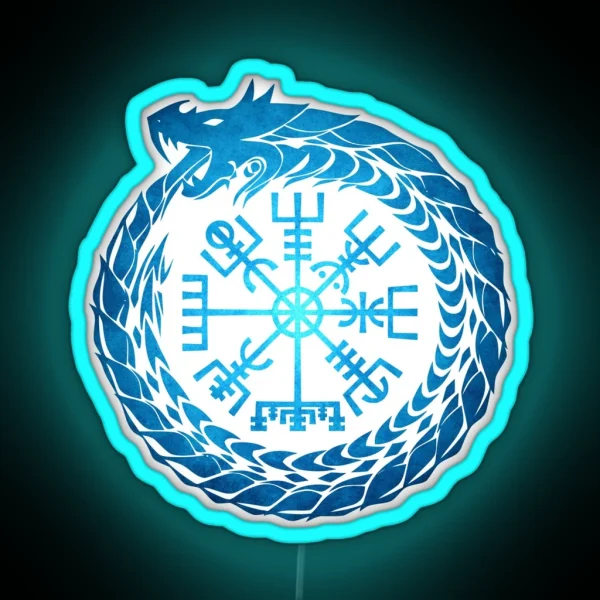 Vegvisir Jormungandr World Serpent RGB Neon Sign