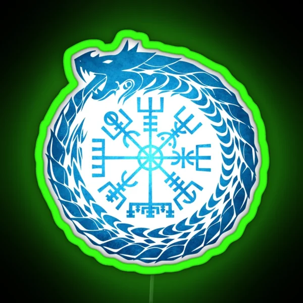 Vegvisir Jormungandr World Serpent RGB Neon Sign