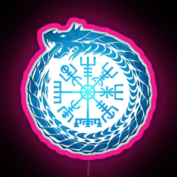 Vegvisir Jormungandr World Serpent RGB Neon Sign