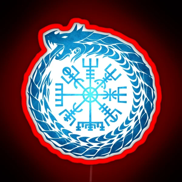 Vegvisir Jormungandr World Serpent RGB Neon Sign