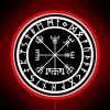 Vibrant Vegvisir rune circle variant with colorful, glowing LED accents.