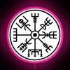 Vegvisir Scandinavian symbol authentic neon RGB color digital art display