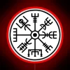 Viking Navigation Compass Symbol in Bold, Glowing Neon RGB Lights