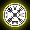 Authentic Vegvisir Norse Scandinavia Symbolic Sign with Vibrant RGB Illumination
