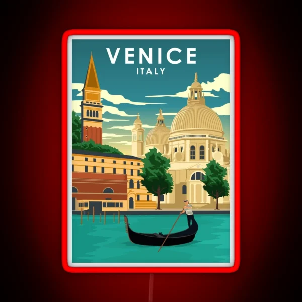 Venice Italy Vintage Minimal Travel Poster RGB Neon Sign