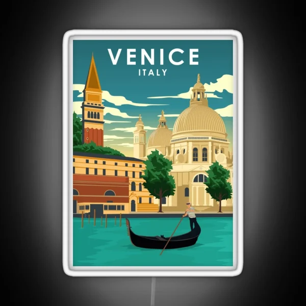 Venice Italy Vintage Minimal Travel Poster RGB Neon Sign