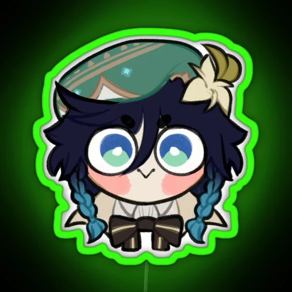 Venti Genshin Chibi RGB Neon Sign