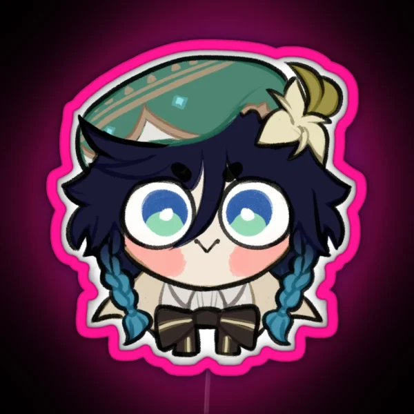 Venti Genshin Chibi RGB Neon Sign