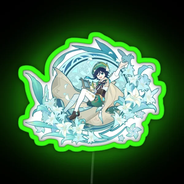 Venti Genshin Impact Ballads Of Breeze Splash RGB Neon Sign