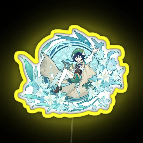 Venti Genshin Impact Ballads Of Breeze Splash RGB Neon Sign