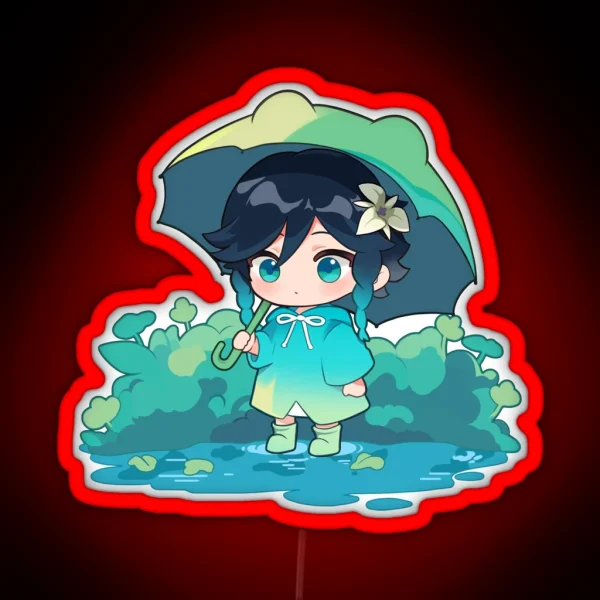 Venti Rainy Day Genshin Impact RGB Neon Sign