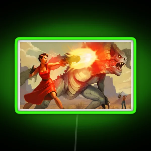 Veronica Vs Deathclaw RGB Neon Sign