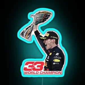 Verstappen Celebrating Dubai Gp 2021 World Champion With Trophy RGB Neon Sign