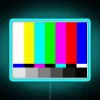 Vintage style RGB neon light box with distressed VHS test pattern