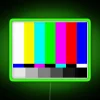 Retro-inspired VHS glitch effect neon sign with colorful, vibrant design.
