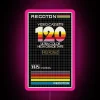Retro-inspired VHS tape shaped T 120 HQ RGB neon decoration.