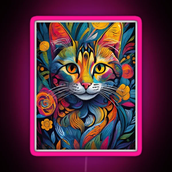 Vibrant And Colourful Cat Art Design RGB Neon Sign